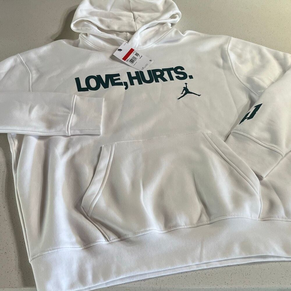 Jordan Jalen Hurts Love Hurts Hoodie Mens L White Eagles IQ3758-100 NWT - Picture 2 of 7
